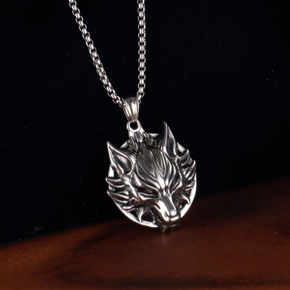 ❤️Retro wolf head steel pendant necklace for women/men, N90201P167 - Picture 3 of 8
